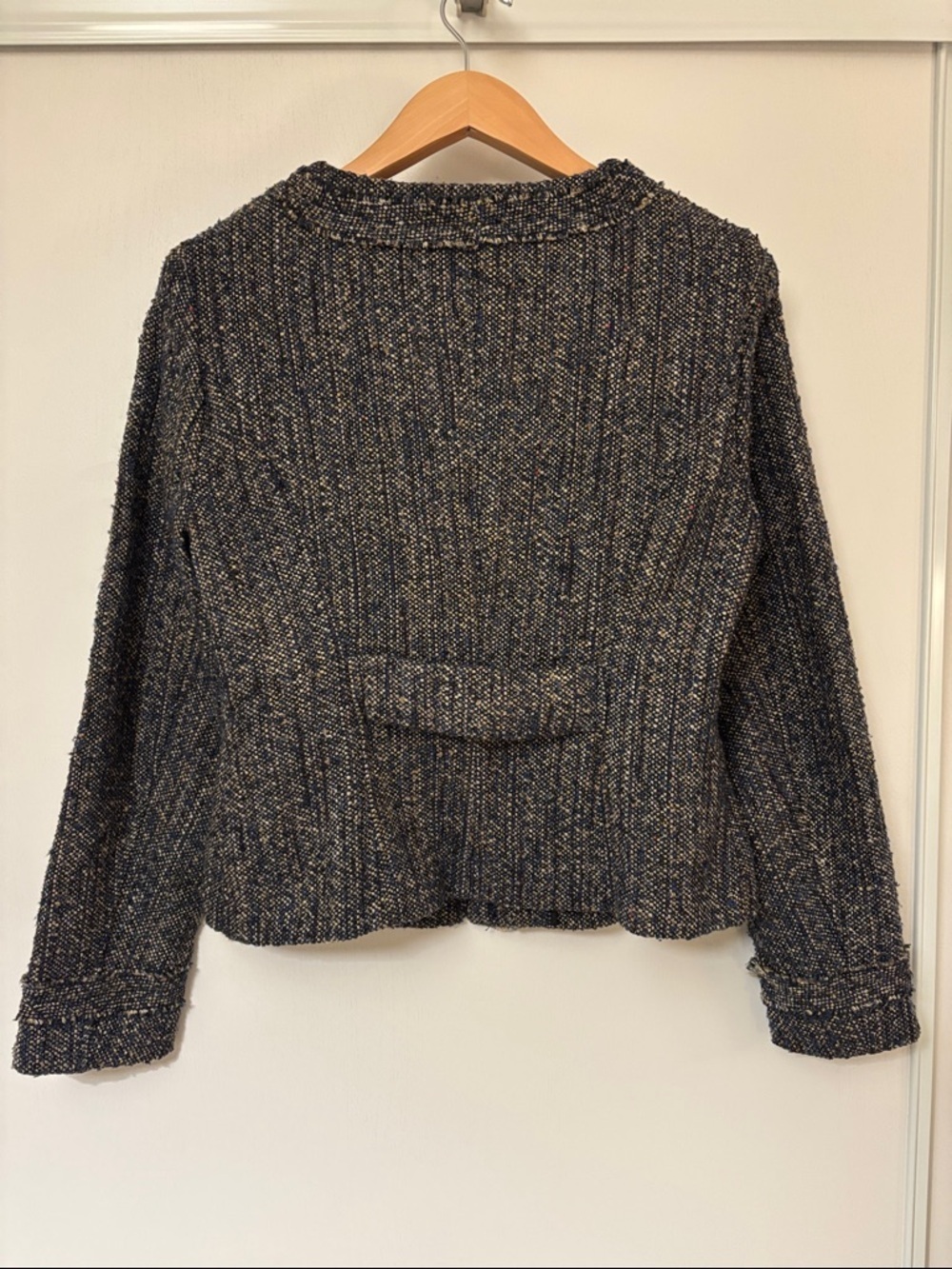 Willi Smith Tweed Blazer Size Large Black Cream Sophisticated Office Stretch - Picture 7 of 14